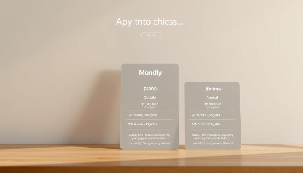 A detailed infographic showcasing the cost of using Mondly, a language learning app. The foreground features a sleek, minimalist design with clean typography and simple icons representing the various pricing tiers and subscription options. The middle ground showcases the key pricing details, such as monthly, annual, and lifetime plans, along with any special offers or discounts. The background is a soft, subtle gradient in muted tones, providing a sophisticated and elegant backdrop. The overall composition is balanced, with an emphasis on clarity and visual simplicity to effectively communicate the cost information. Lighting is soft and even, with a slight vignette effect to draw the viewer's attention to the central elements. The angle is slightly elevated to create a sense of authority and professionalism.