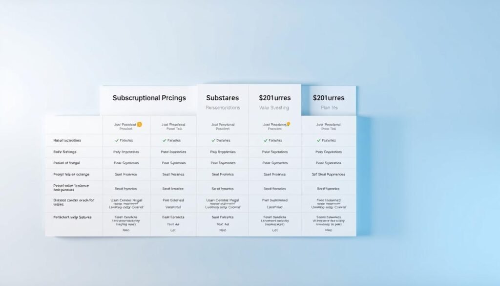 A neatly organized data science learning platform pricing table, displaying various subscription tiers and their corresponding features. The table is set against a clean, minimalist background, with a soft blue-gray gradient providing a professional and informative atmosphere. The pricing details are presented in a clear, legible font, with subtle icons highlighting key plan details. The image has a crisp, high-resolution quality, captured from a slightly elevated angle to provide an overview of the pricing information. The overall composition conveys a sense of clarity, accessibility, and the value proposition of the data science learning platform.