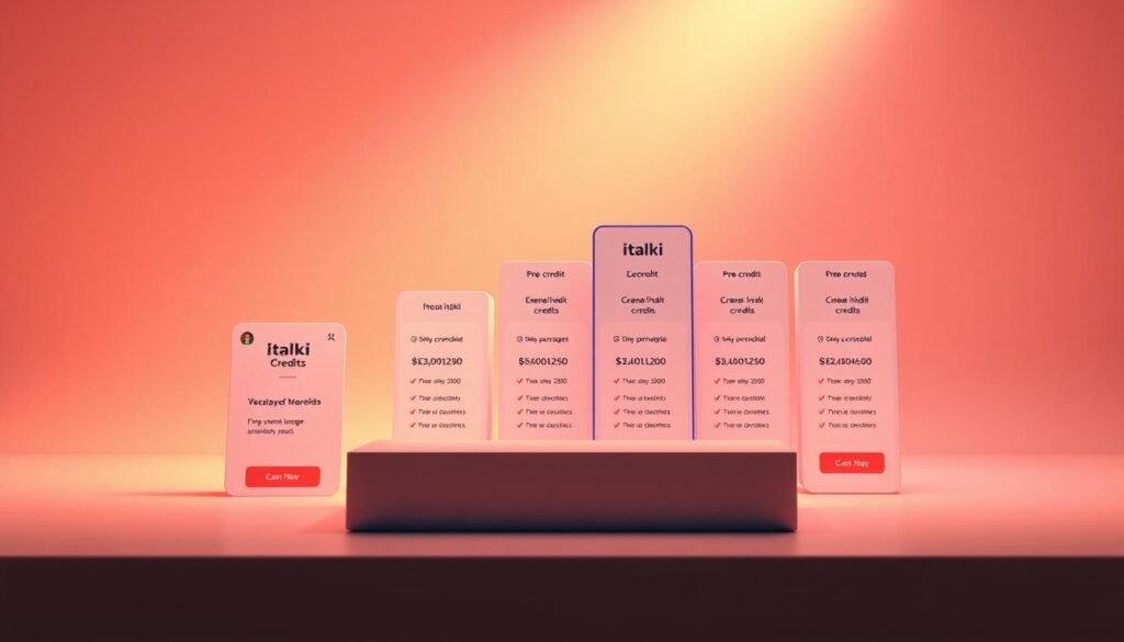 A vibrant, high-resolution rendering of "italki credits and pricing" with a clean, modern aesthetic. In the foreground, a sleek, minimalist display of italki's different credit packages, each presented in a crisp, elegant layout. The middle ground showcases a dynamic, responsive grid of pricing options, highlighting the versatility and customizability of italki's language learning plans. In the background, a subtle, textured gradient evokes a sense of professionalism and digital sophistication, complementing the overall design. Bright, directional lighting casts a warm, inviting glow, creating a sense of depth and emphasis on the key pricing details. The overall composition is balanced, visually striking, and optimized to clearly communicate the essential information about italki's credit system and pricing structure.